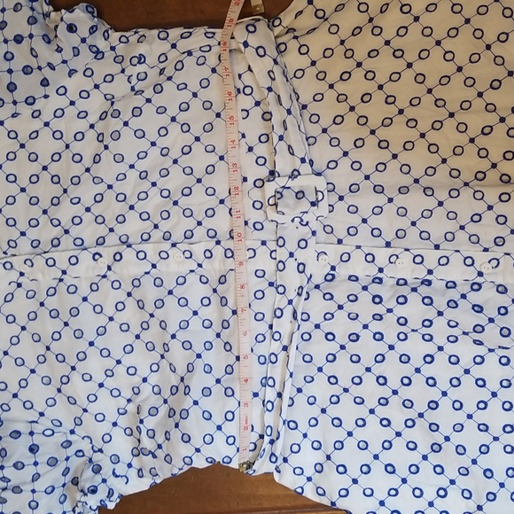 Alexis Dot Tulip Short Sleeve Blue White Embroidered Mini Dress - Picture 12 of 16